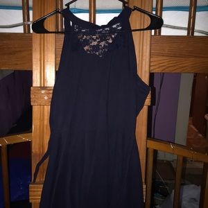 Dark blue halter tie dress-M